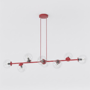 Lampa wisząca Emibig Magnus burgundowa z transparentnym kloszem 8×E14