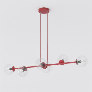 Lampa wisząca Emibig Magnus burgundowa z transparentnym kloszem 6×E14