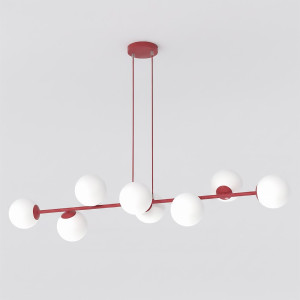 Lampa wisząca Emibig Magnus burgundowa z białym kloszem 8×E14