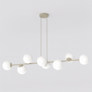 Lampa wisząca Emibig Magnus beżowa z białym kloszem 8×E14
