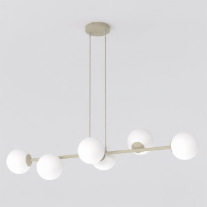 Lampa wisząca Emibig Magnus 6 beżowa z białym kloszem 6×E14