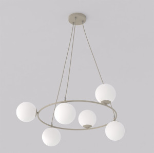 Lampa wisząca Emibig Azura 6 beżowa z białym kloszem 6×E14