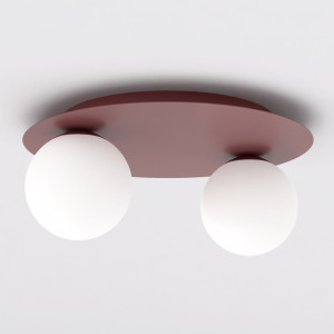 Lampa sufitowa Emibig Solar burgundowa z białym kloszem 2×E14
