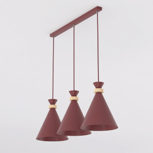 Lampa wisząca Emibig Zero 3 burgundowa 3×E27