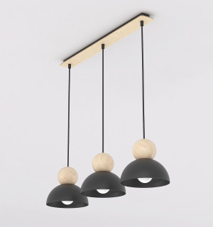 Lampa wisząca Emibig Kaki 3 czarna 3×E27