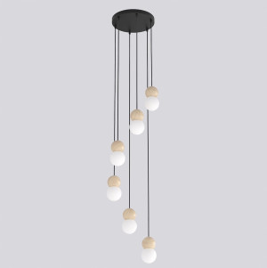Lampa wisząca Emibig Loop 6 czarna z białym kloszem 6×G9