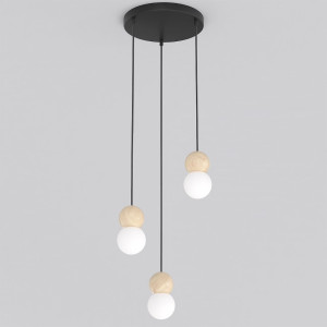 Lampa wisząca Emibig Loop 3 czarna z białym kloszem 3×G9