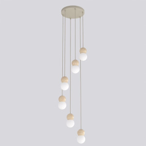 Lampa wisząca Emibig Loop 6 beżowa z białym kloszem 6×G9