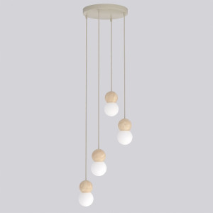 Lampa wisząca Emibig Loop beżowa z białym kloszem 4×G9