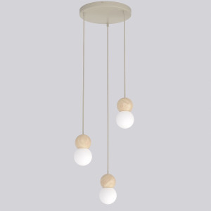 Lampa wisząca Emibig Loop 3 beżowa z białym kloszem 3×G9