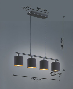 Lampa wisząca Ikeris Dl079-30334 czarny mat, złoty E14 - RL