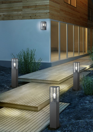 Lampa zewnętrzna stojąca Koriel Dl142401860 antracyt, przezroczysty E27 - Trio