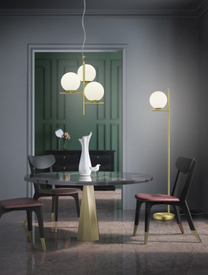 Lampa podłogowa Nyxis Dl108402000 mosiądz mat, biały E14 - Trio