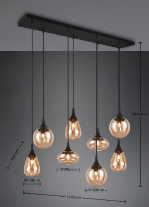 Lampa wisząca Vestari Dl813317000 czarny mat, bursztynowy E14 - Trio