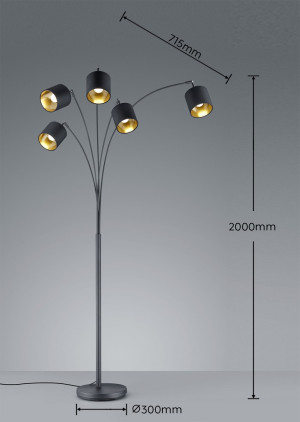 Lampa podłogowa Ikeris Dl579-46330 czarny mat, złoty E14 - RL
