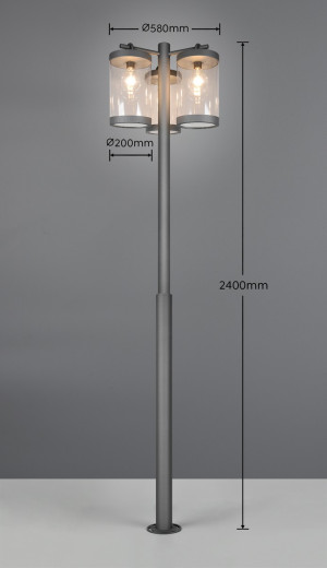 Lampa zewnętrzna stojąca Custyra Dl342404160 antracyt, przezroczysty E27 - Trio