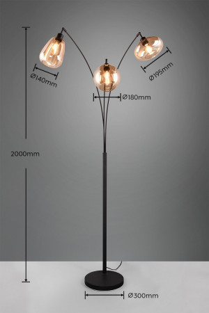 Lampa podłogowa Vestari Dl313417000 czarny mat, bursztynowy E14 - Trio