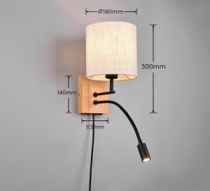 Kinkiet Eldra Dl236212879 drewno jasne i ciemne, czarny LED zintegrowany + E27 - Trio
