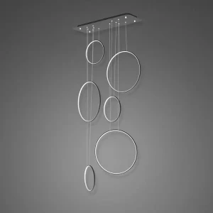 Lampa wisząca Ledowe Okręgi No.8 90 cm 130W 3000K czarna Altavola Design
