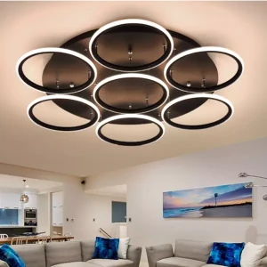 Plafon Ledowe Okręgi 7 out 86W 3000K IP44 czarny Altavola Design