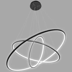 Lampa wisząca Ledowe Okręgi No.3 80 cm 3000K czarna ściemnialna 68W Altavola Design