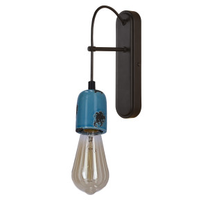 Kinkiet Candellux Vider czarny z niebieskim kloszem 1×E27