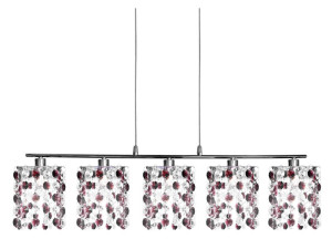 Lampa wisząca Candellux Classic chromowa z burgundowym kloszem G9
