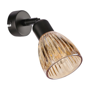 Kinkiet Candellux Amcos czarny ze szklanym kloszem 1×E14