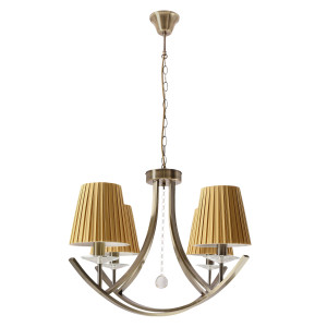 Lampa wisząca Candellux Vitoria patynowa z tkaninowym abażurem 4×E14