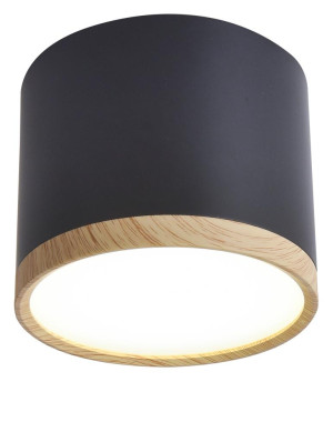 Lampa sufitowa Candellux Tuba czarna z drewnianym wykończeniem LED