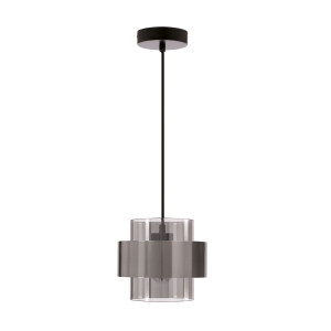 Lampa wisząca Candellux Spiega czarno-niklowa z kloszem szklanym 1×E27