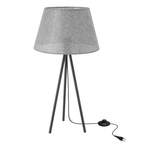 Lampa stołowa Candellux Tinco czarna z szarym abażurem 1×E27