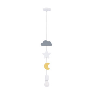 Lampa wisząca Candellux Moon biała MDF 1×E27