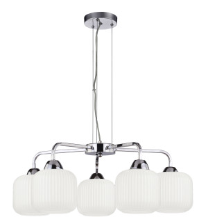 Lampa wisząca Candellux Cromado srebrna z szklanym kloszem 5×E27