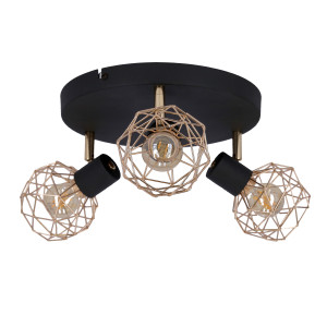 Lampa sufitowa Candellux Acrobat 98 czarna z miedzianym kloszem 3×E14