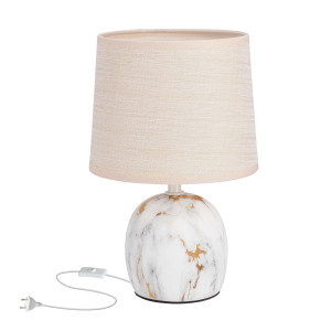 Lampa stołowa Candellux Adelina ceramiczna z beżowym abażurem