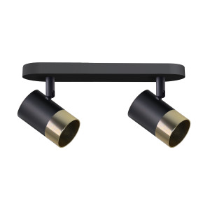 Lampa sufitowa Candellux Tobi listwa czarna ze złotym kloszem 2×GU10
