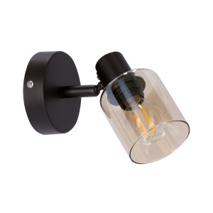 Kinkiet Candellux Agra czarny z szklanym kloszem 1×E14