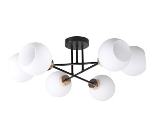 Lampa sufitowa Candellux Amanda czarna z białym kloszem 6×E27