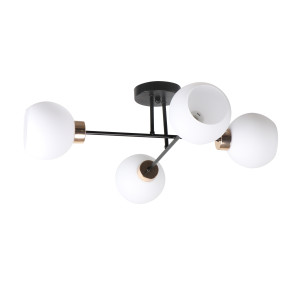 Lampa sufitowa Candellux Amanda czarna z białym kloszem 4×E27