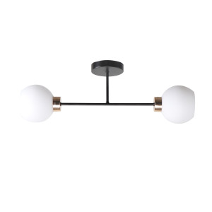 Lampa sufitowa Candellux Amanda czarna z białym kloszem 2×E27