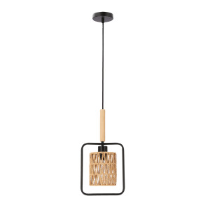 Lampa wisząca Candellux Crown czarna z beżowym abażurem 1×E27