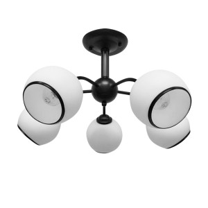 Lampa sufitowa Candellux Marinen czarna z białym kloszem 5×E27