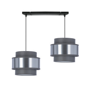 Lampa wisząca Candellux Hare szara z szaro-srebrnym abażurem 2×E27