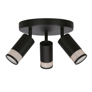 Lampa sufitowa Candellux Flin 98 czarna ze złotym kloszem 3×GU10