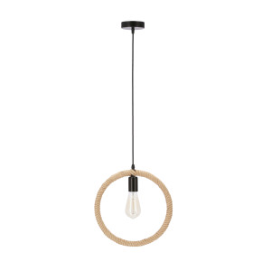 Lampa wisząca Candellux Kolo czarna z beżowym kloszem 1×E27