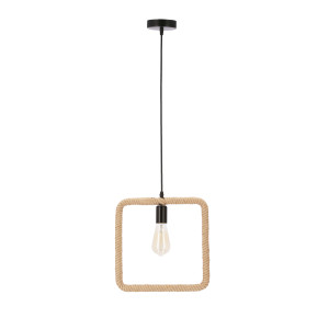 Lampa wisząca Candellux Quadro czarna z beżowym kloszem 1×E27