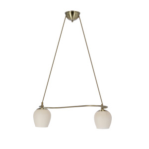 Lampa wisząca Candellux Serano patynowa z kremowym kloszem 2×E27
