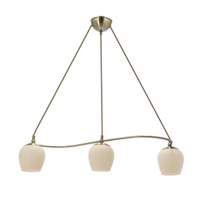 Lampa wisząca Candellux Serano patynowa z kremowym kloszem 3×E27