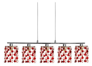 Lampa wisząca Candellux Classic 35 chrom z czerwonymi kryształkami G9